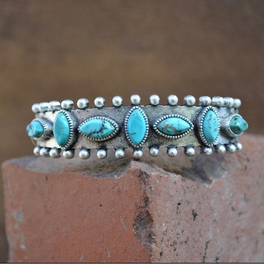 Turquoise silver cuff bracelet